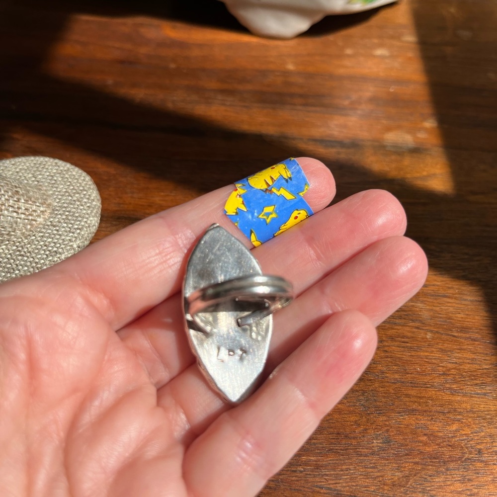 Navajo Sterling Silver and Multi-stone Inlay.  Handmade and signed. ❤️ - Picture 8 of 9